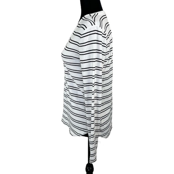 Banana Republic Casual Long Sleeve Sweater White black stripes v-neck size S - Picture 2 of 7